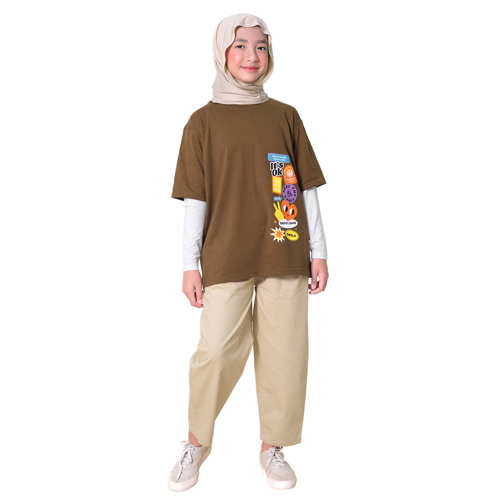 YUMA OVERSIZE TEE - OLIVE BROWN