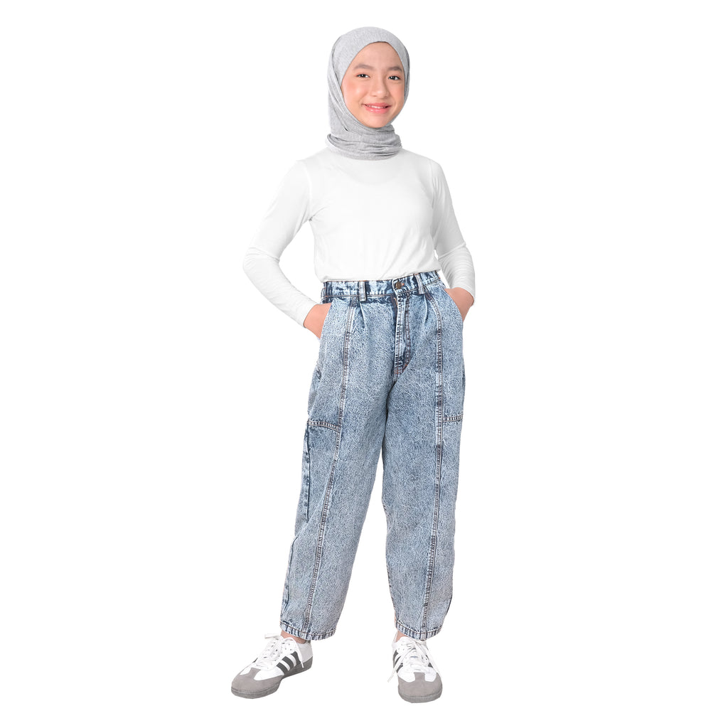 REIKO BARREL JEANS PANTS - CLASSIC DENIM BLUE
