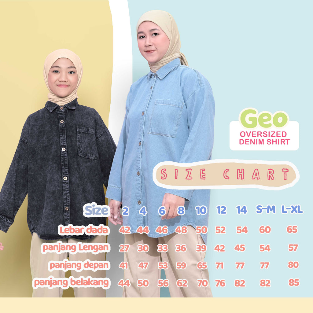 GEO OVERSIZED DENIM SHIRT - MEDIUM BLUE