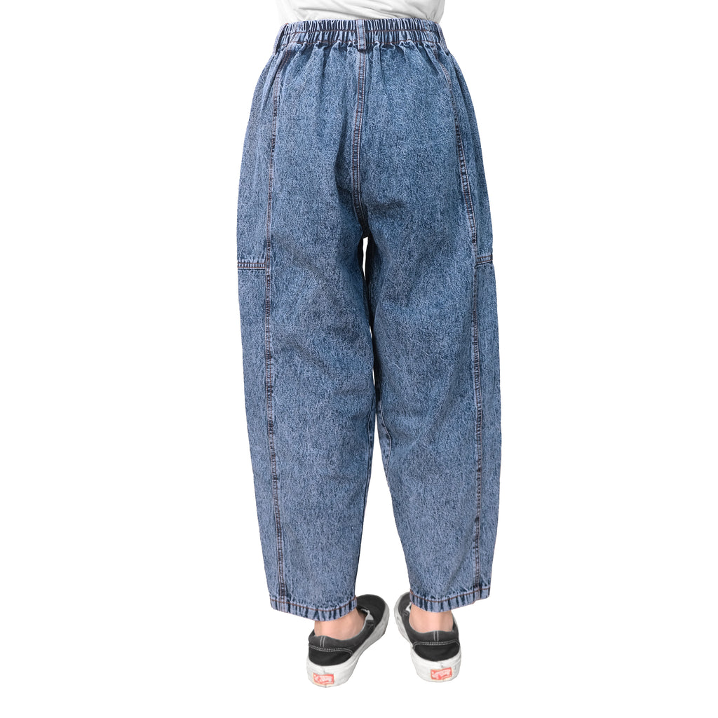 REIKO BARREL JEANS PANTS - STONEWASHED BLUE