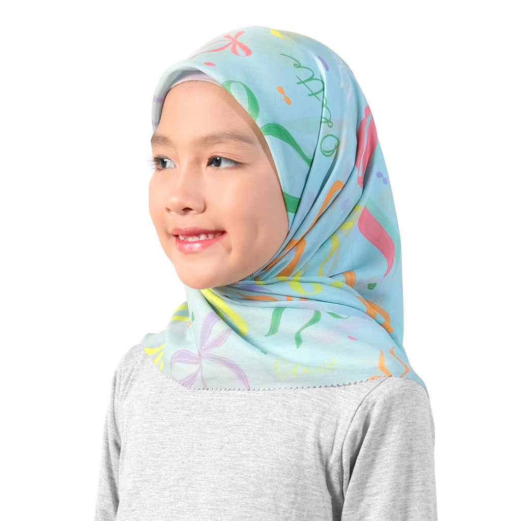 "RAMADHAN & EID SERIES" RIBBON PRINTED HIJAB - MINT BLOSSOM