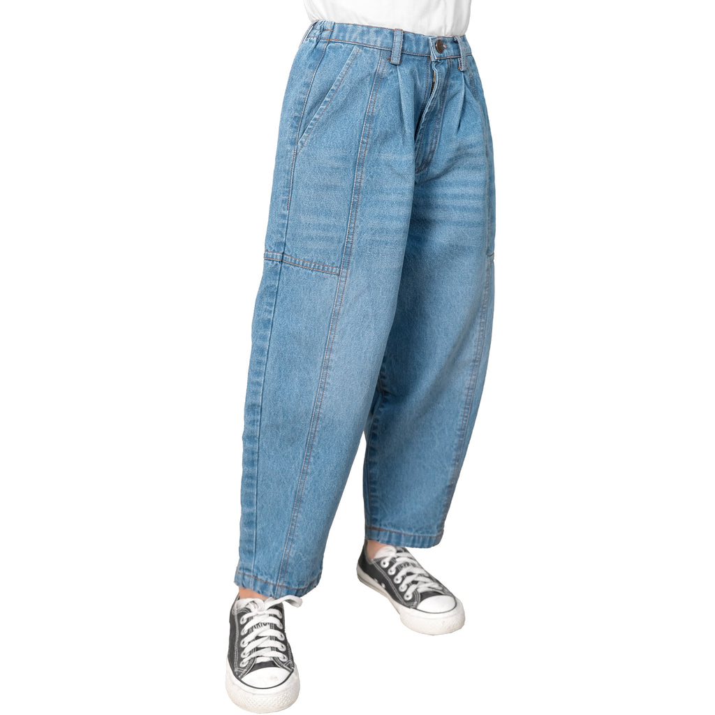REIKO BARREL JEANS PANTS - LIGHT BLUE DENIM