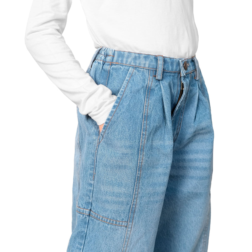 REIKO BARREL JEANS PANTS - LIGHT BLUE DENIM