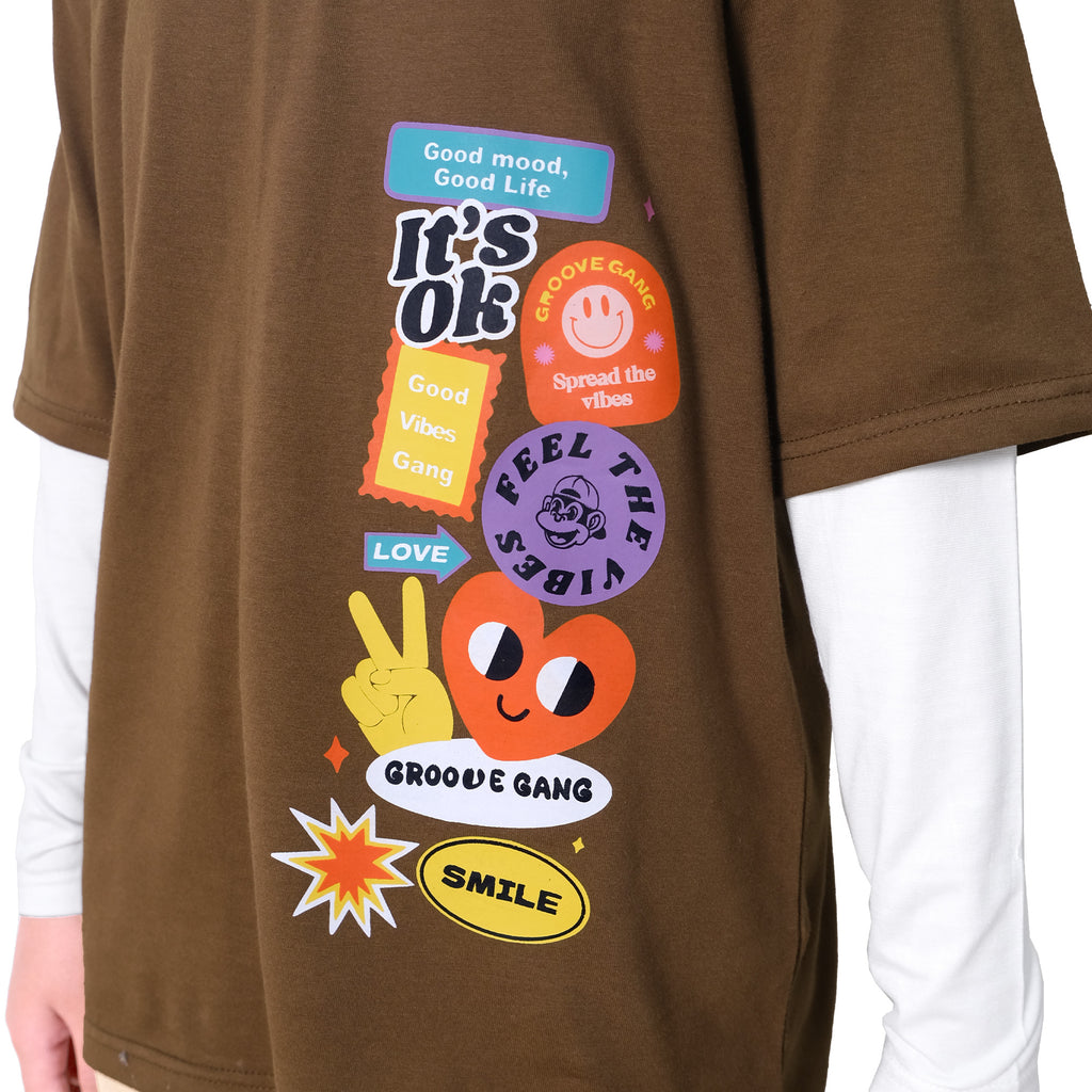 YUMA OVERSIZE TEE - OLIVE BROWN
