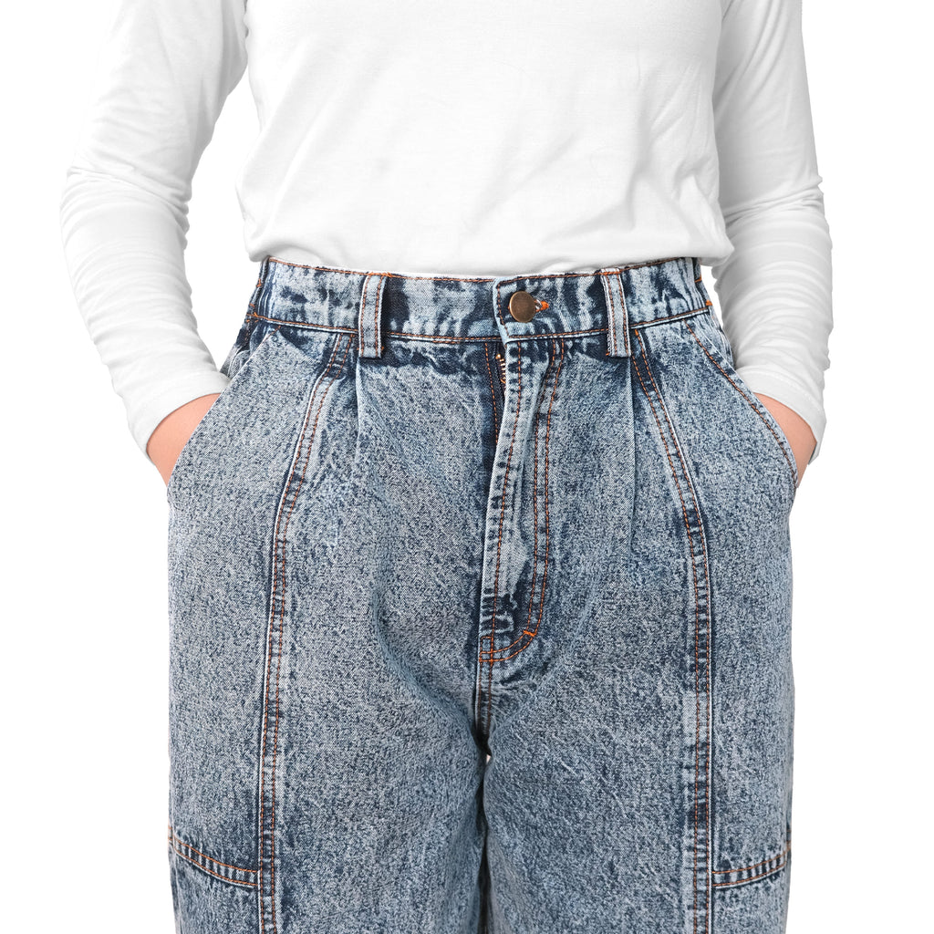 REIKO BARREL JEANS PANTS - CLASSIC DENIM BLUE
