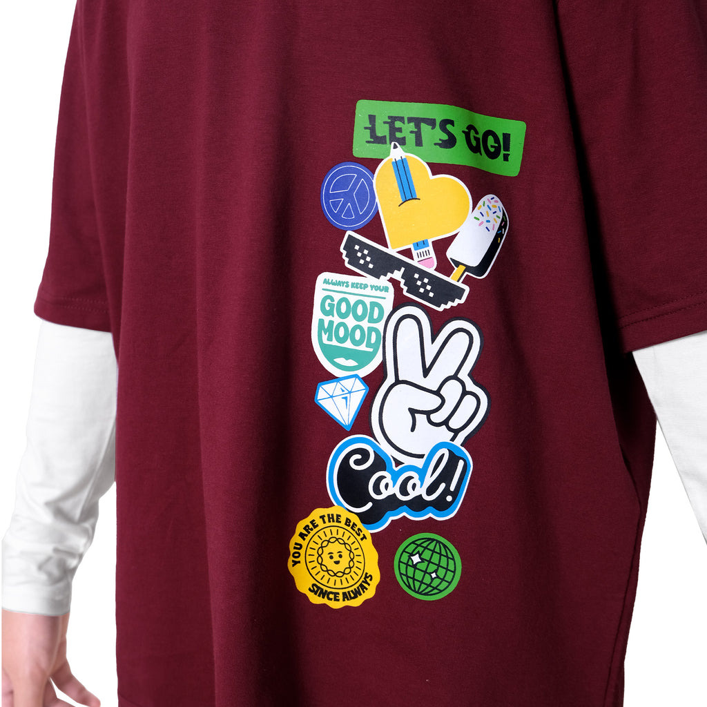 YUMA OVERSIZE TEE - CHERRY MAROON