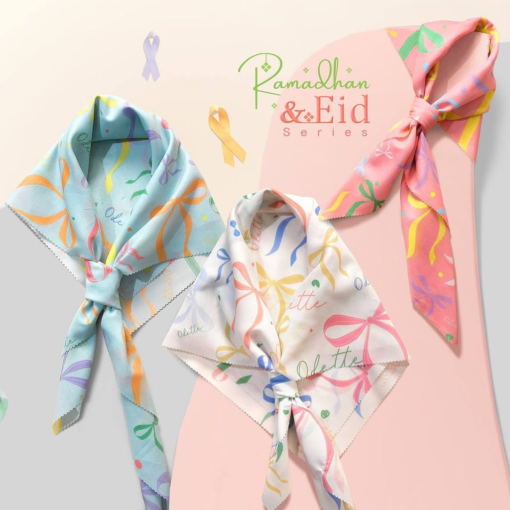 "RAMADHAN & EID SERIES" RIBBON PRINTED HIJAB - CANDY BLUSH